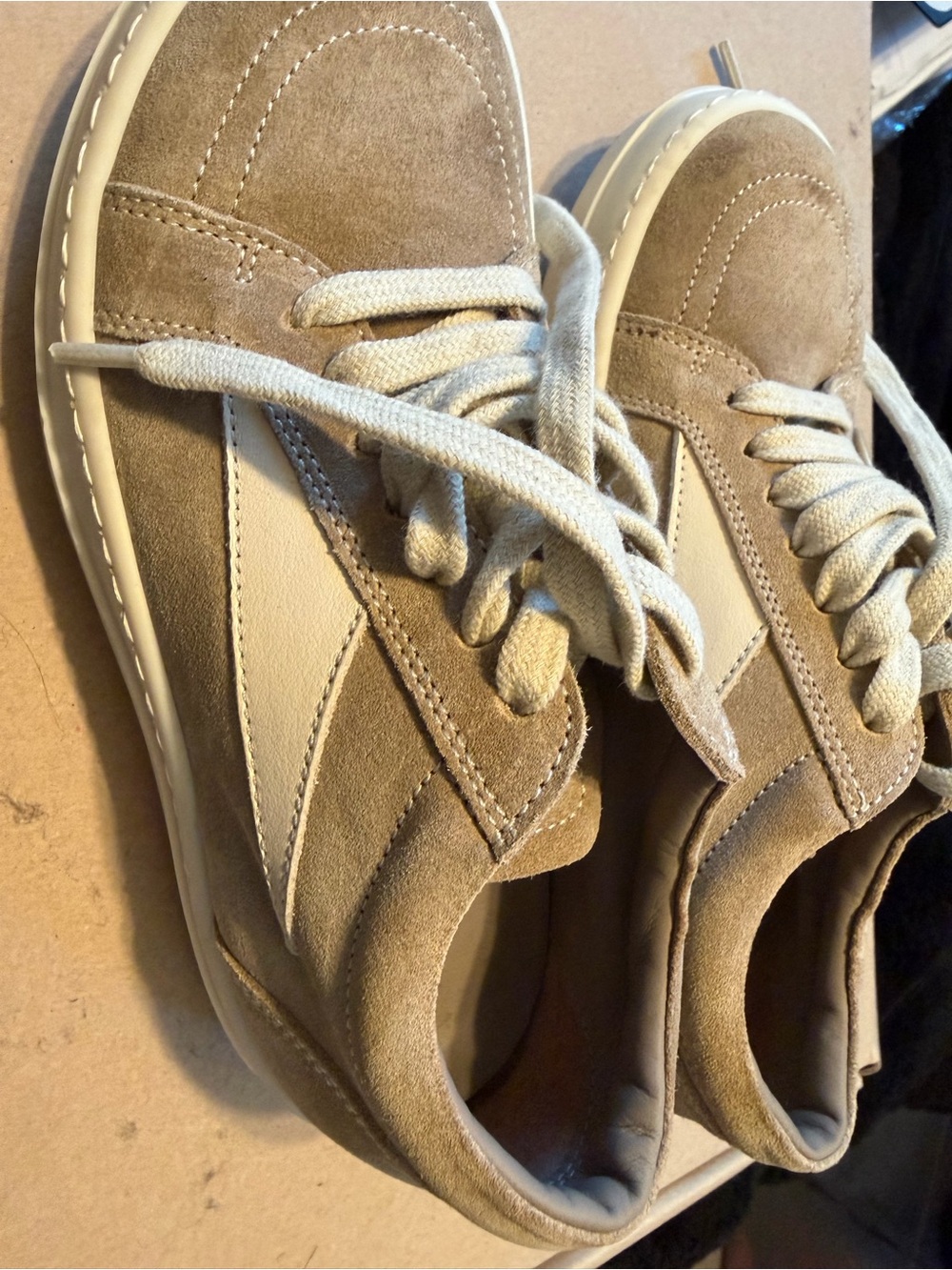 Rick Owens Kids Hollywood Vintage Low Suede Sneakers Flesh Milk Worn once Sz 31